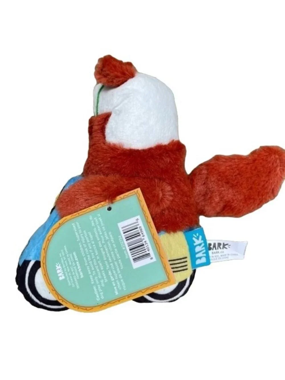 Bark Dog Toy Squirrel on Vespa Crinkle Squeaky Plush Medium Sized Pup Gift New